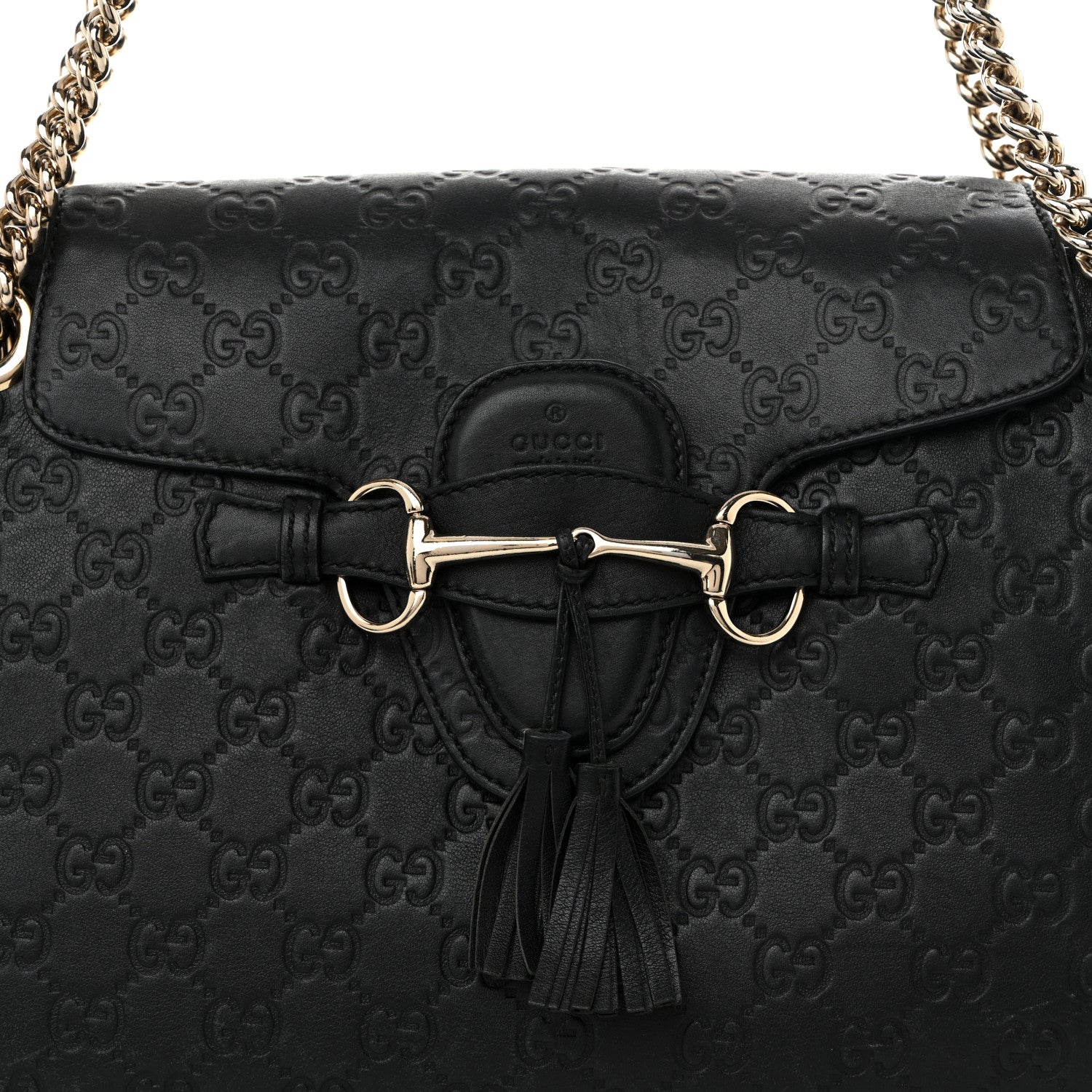 Gucci Guccissima Large Emily Chain Shoulder Bag Black 8 of 10