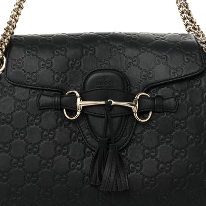 Gucci Guccissima Large Emily Chain Shoulder Bag Black 8 of 10