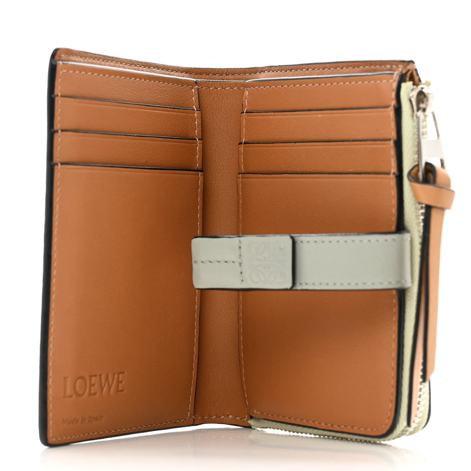 Loewe Grained Calfskin Anagram Embossed Slim Zip Bi-Fold Wallet Verde Marble 5 of 11