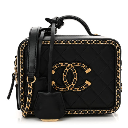 Chanel Goatskin Quilted Small CC Filigree Vanity Case Black 1 of 11