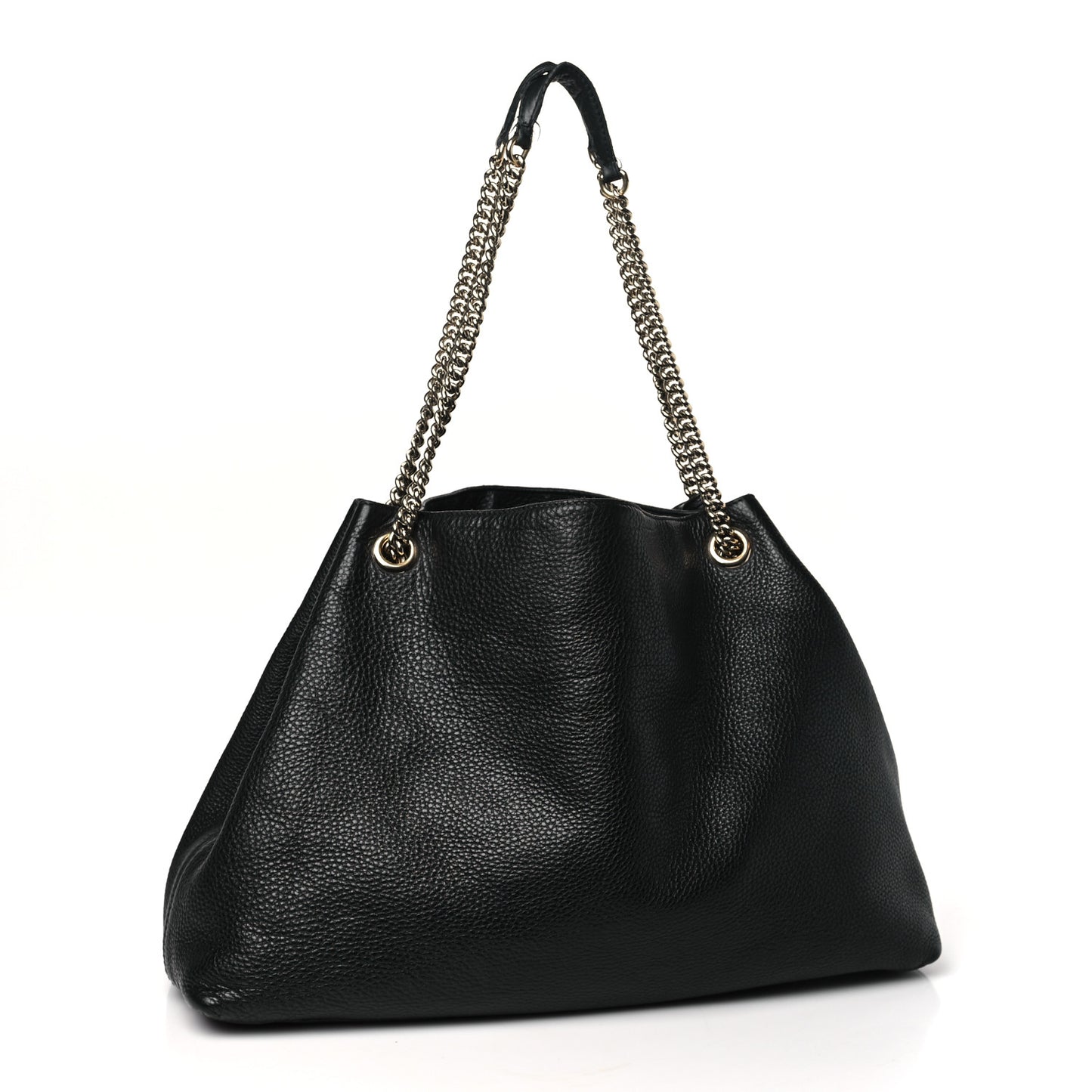 Pebbled Calfskin Large Soho Chain Shoulder Bag Black