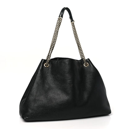 Gucci Pebbled Calfskin Large Soho Chain Shoulder Bag Black 3 of 14