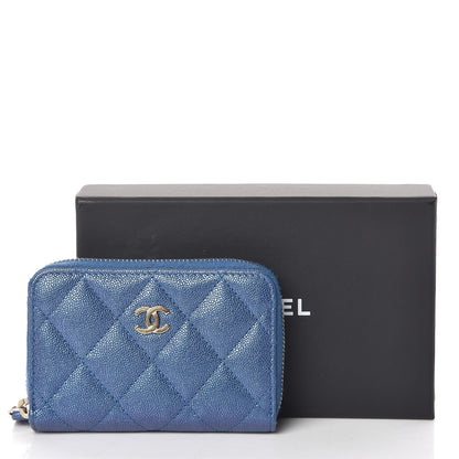 Chanel Iridescent Caviar Quilted Zip Coin Purse Dark Blue 8 of 8