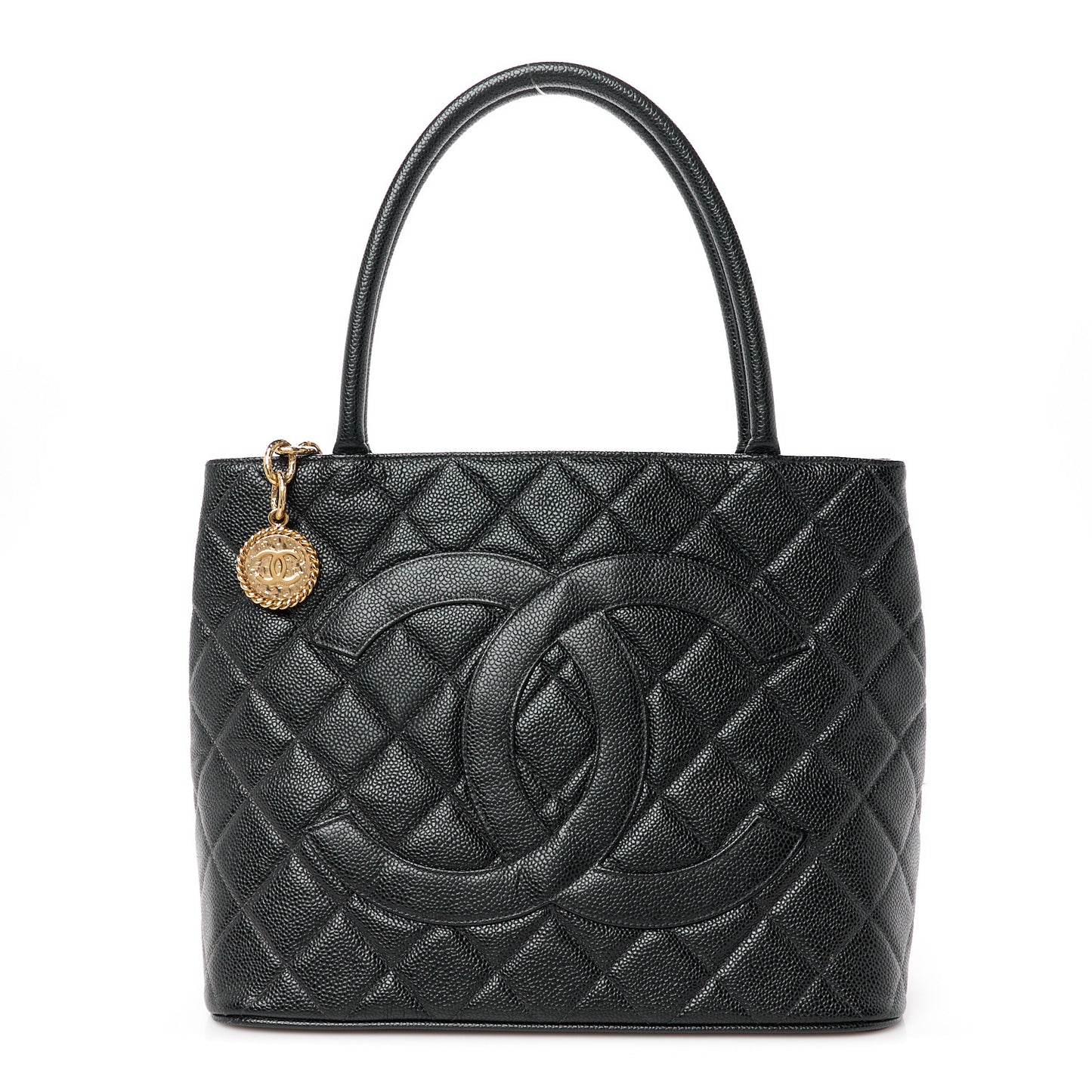 Caviar Quilted Medallion Tote Black