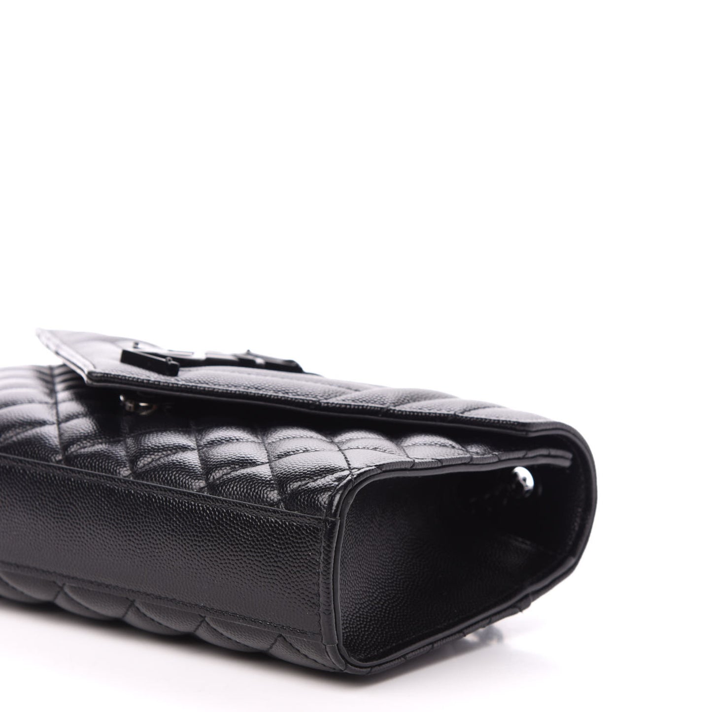 Grain De Poudre Textured Mixed Matelasse Triquilt Small Monogram Satchel Black