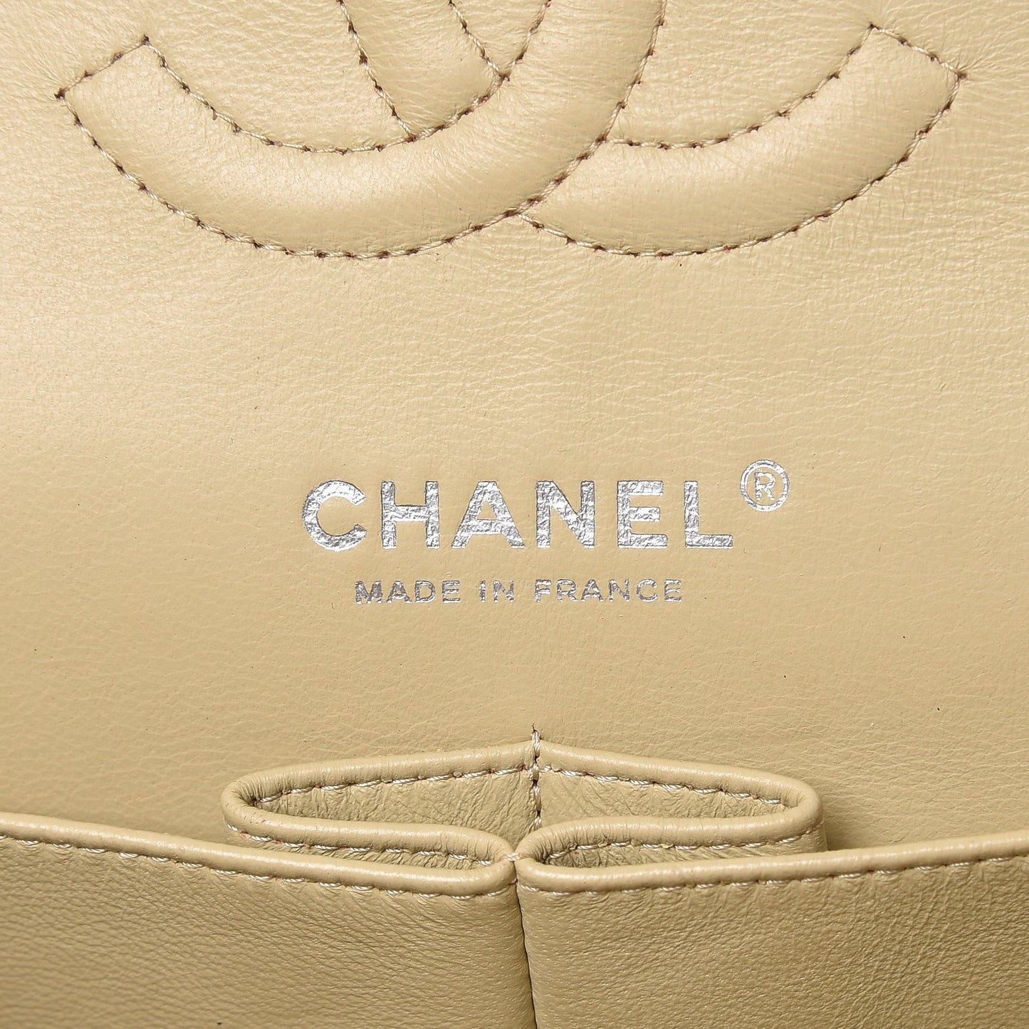 Caviar Quilted Medium Double Flap Beige Clair