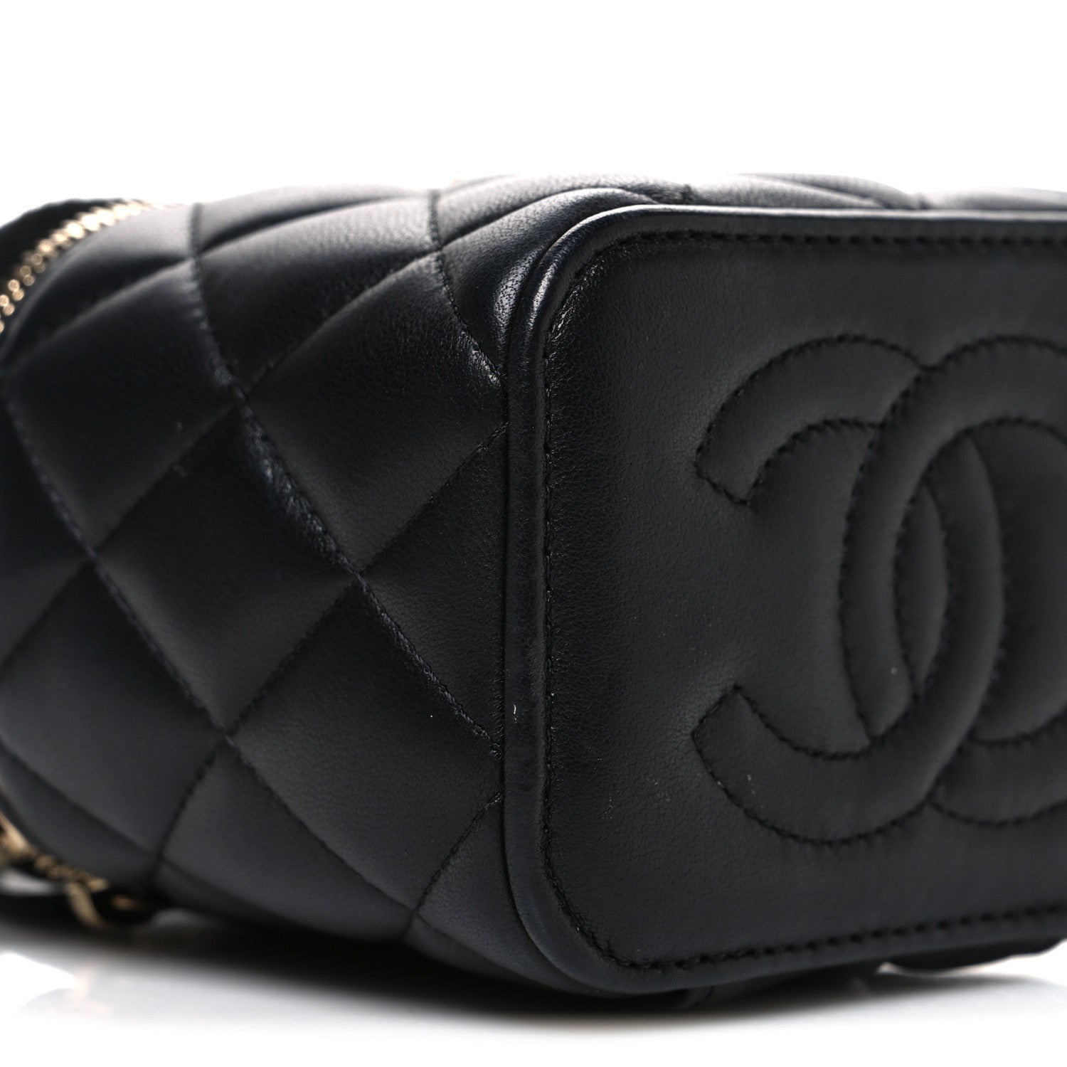 Chanel Lambskin Quilted Metal Mini Top Handle Vanity Case With Chain Black 8 of 10