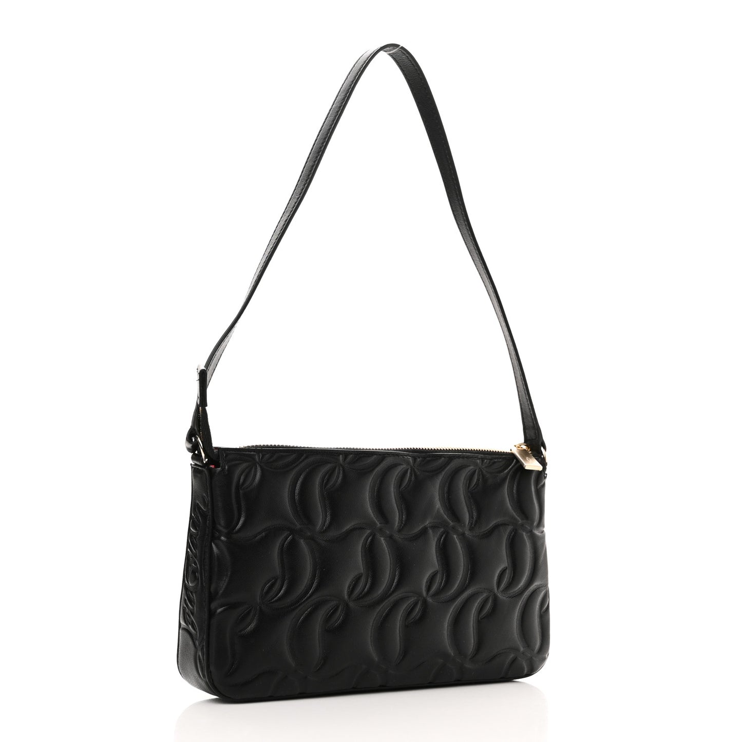 Calfskin Embossed Loubila Shoulder Bag Black