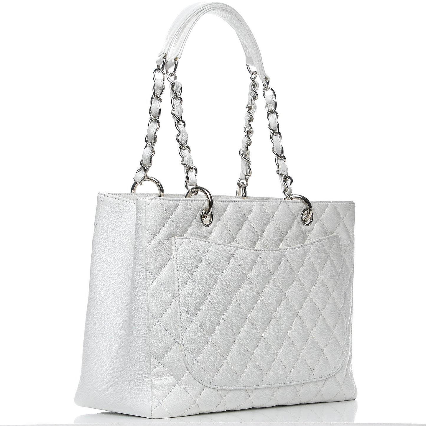 Caviar Quilted Grand Shopping Tote GST White