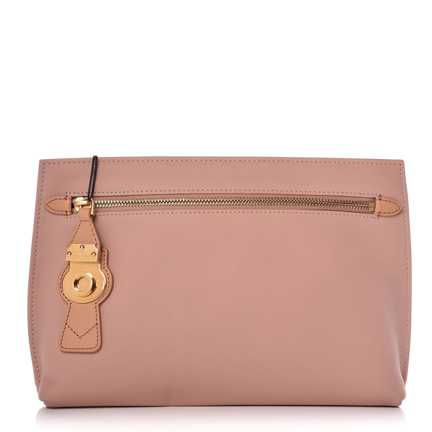 Burberry Trench Calfskin Medium Zip Lock Pouch Ash Rose Pale Clementine 1 of 10