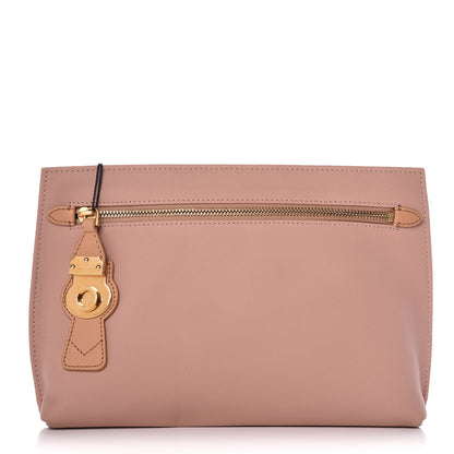 Burberry Trench Calfskin Medium Zip Lock Pouch Ash Rose Pale Clementine 1 of 10