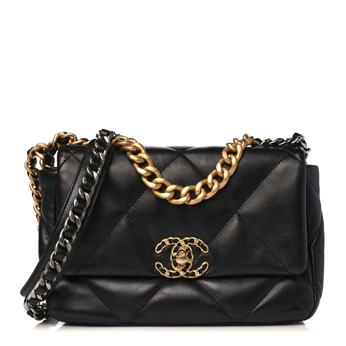 Lambskin Quilted Medium Chanel 19 Flap Black