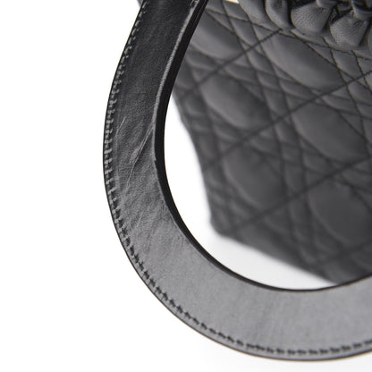 Christian Dior Lambskin Cannage Bow Medium Lady Dior Black 10 of 11