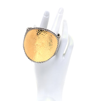John Hardy Sterling Silver 22K Yellow Gold Classic Chain Hammered Cuff Bracelet 2 of 4