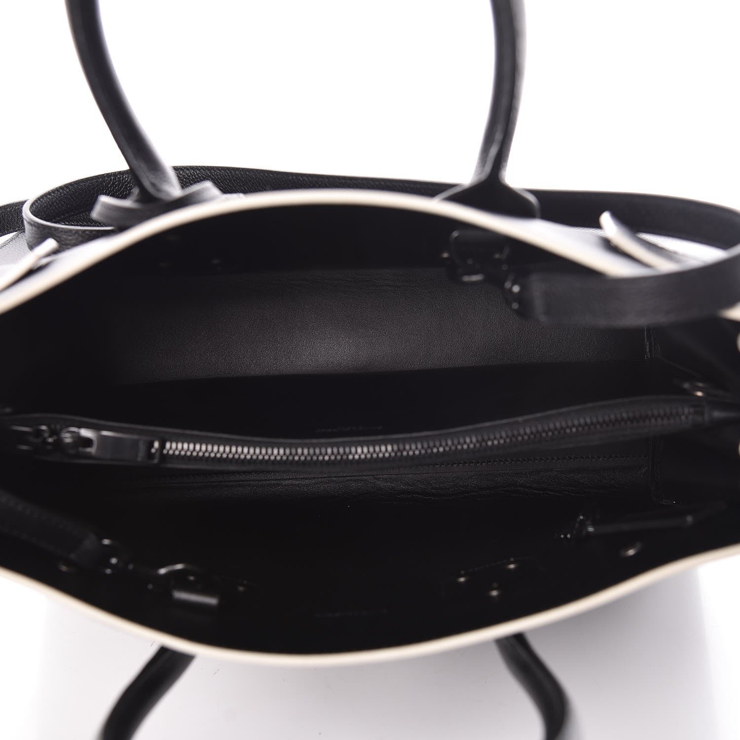 Saint Laurent Grained Calfskin Topstitch Small Sac De Jour Black Porcelain 8 of 9