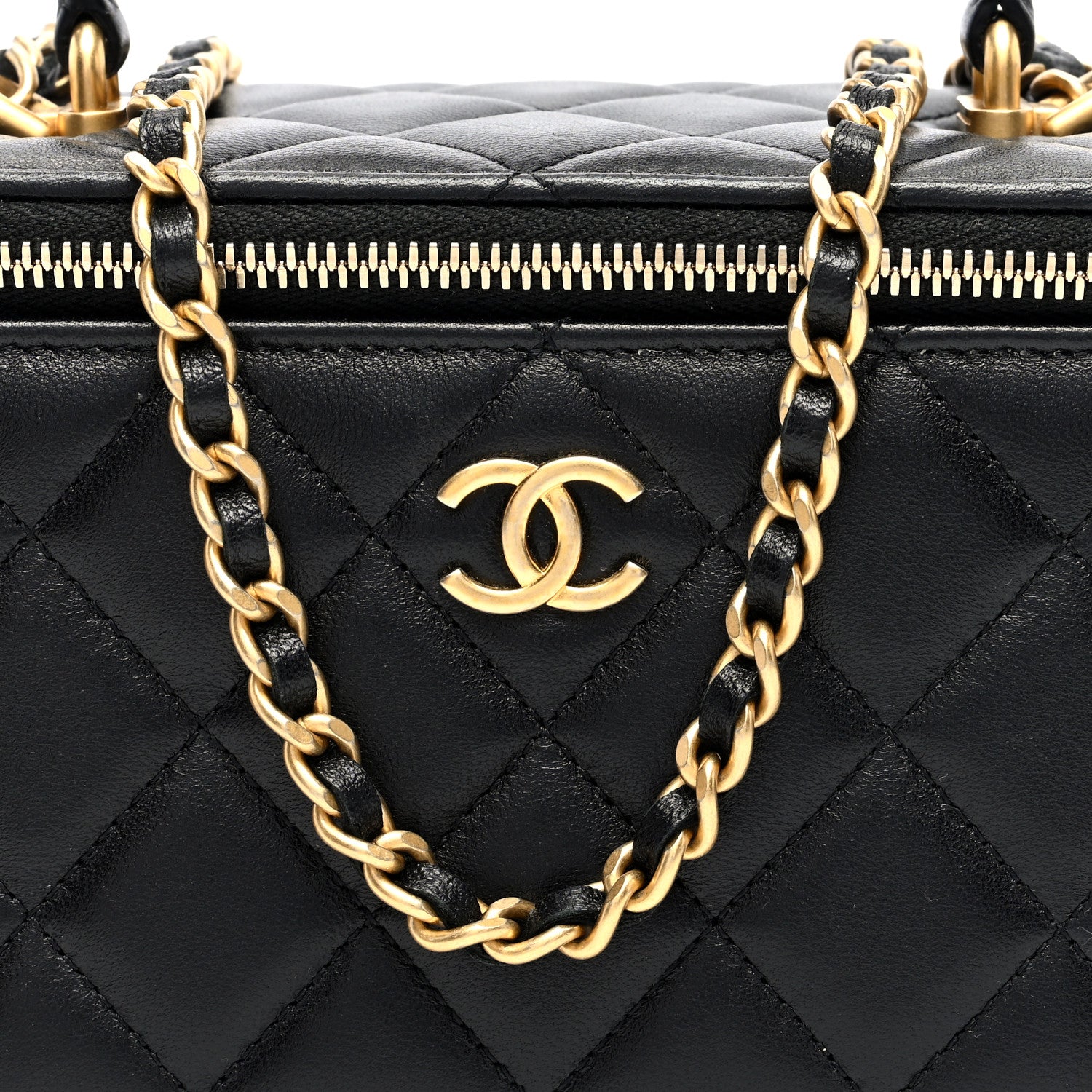 Chanel Lambskin Quilted Small Top Handle Vanity Case With Chain Black 8 of 12