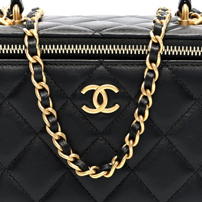 Chanel Lambskin Quilted Small Top Handle Vanity Case With Chain Black 8 of 12