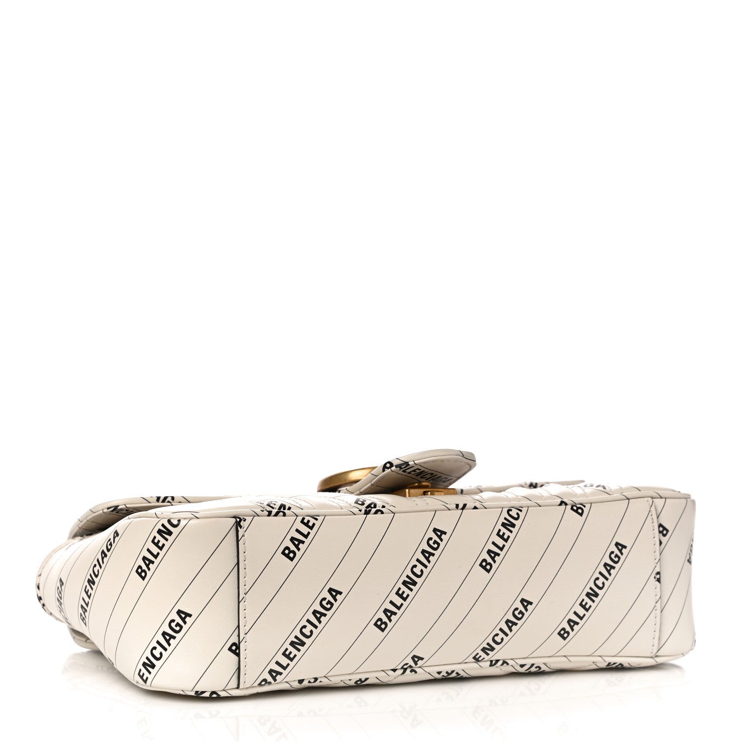 Gucci X BALENCIAGA Calfskin Matelasse Logo Print Small GG Marmont Shoulder Bag White 4 of 11