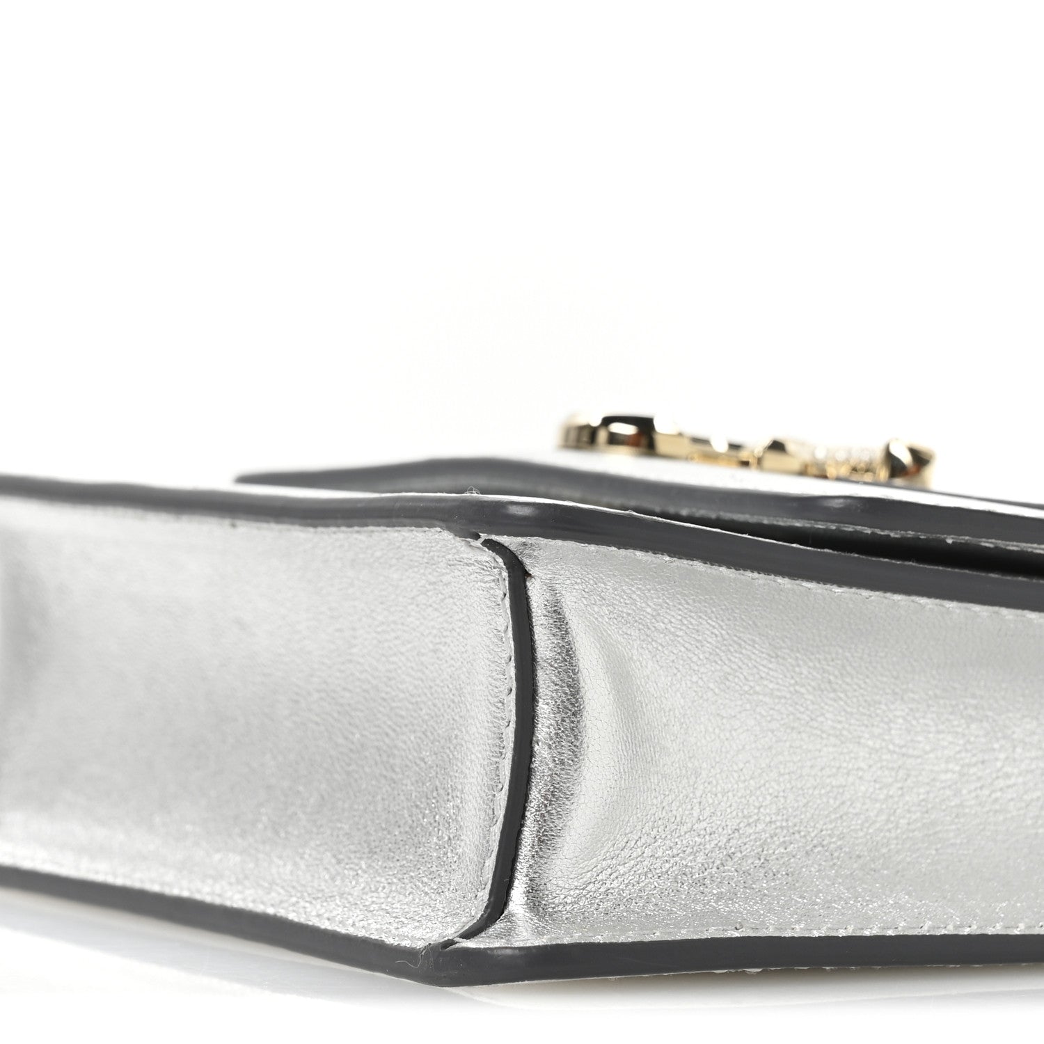 Jimmy Choo Metallic Calfskin Pearl Varenne Crystal Bar Avenue Chain Clutch Silver 9 of 9