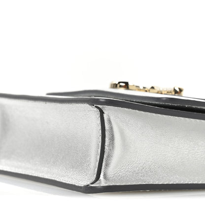 Jimmy Choo Metallic Calfskin Pearl Varenne Crystal Bar Avenue Chain Clutch Silver 9 of 9