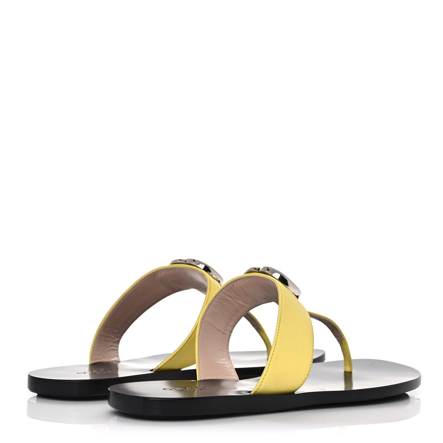 Calfskin GG Marmont Thong Sandals 37 Banana