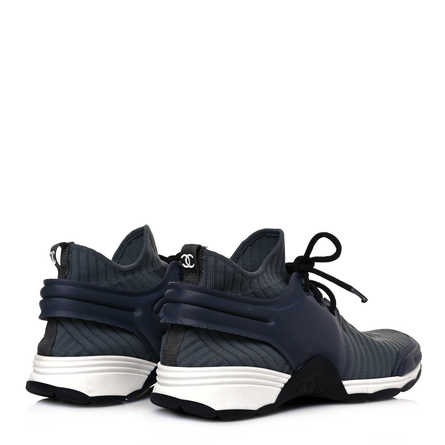 Chanel Stretch Fabric CC Sneakers 36.5 Grey 4 of 8