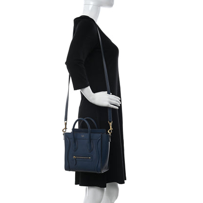 Celine Baby Drummed Calfskin Nano Luggage Blue 2 of 15