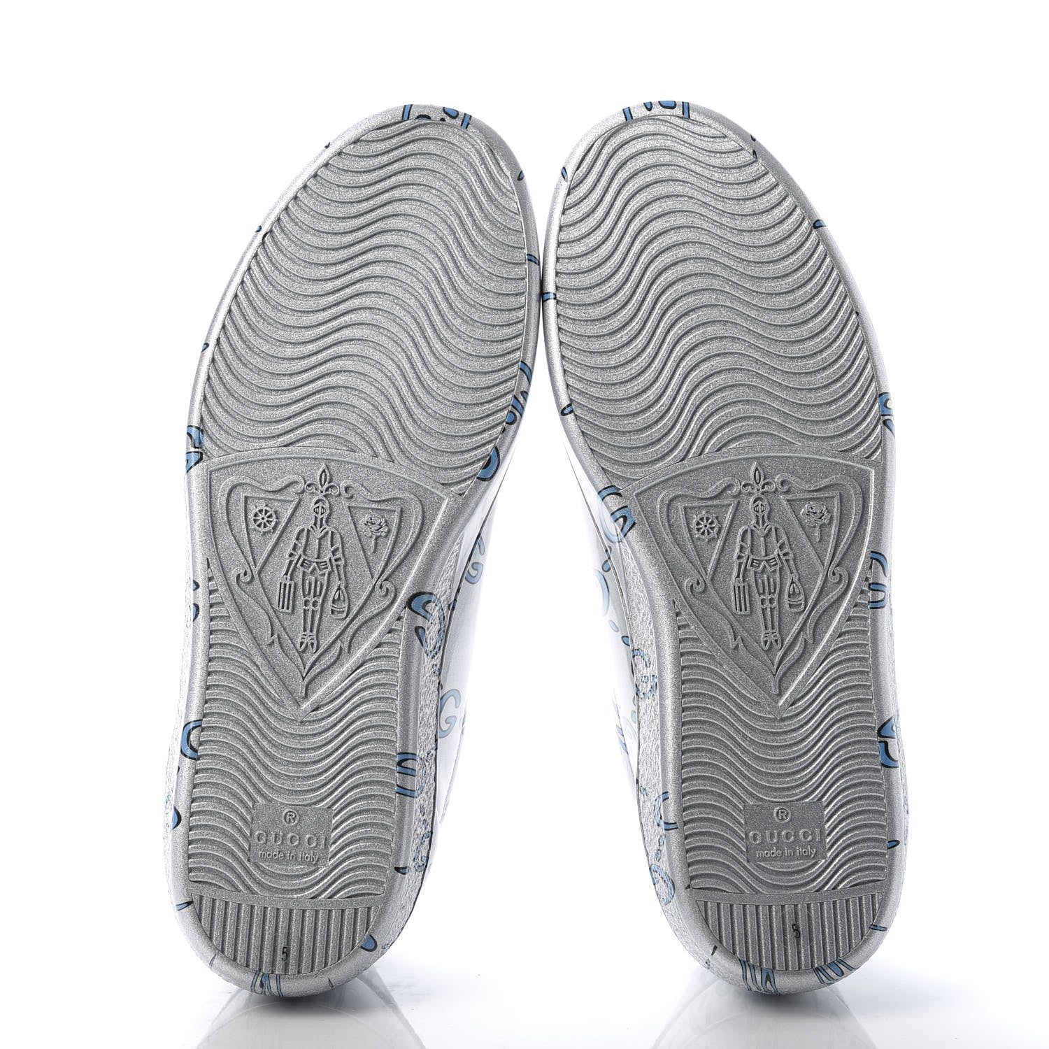 Gucci Miro Rubber Wax GucciGhost Print Mens New Ace Sneakers 5 Silver 5 of 10