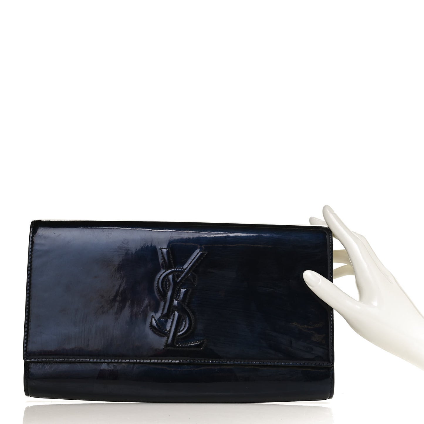 Patent Monogram Large Belle De Jour Clutch Navy Blue