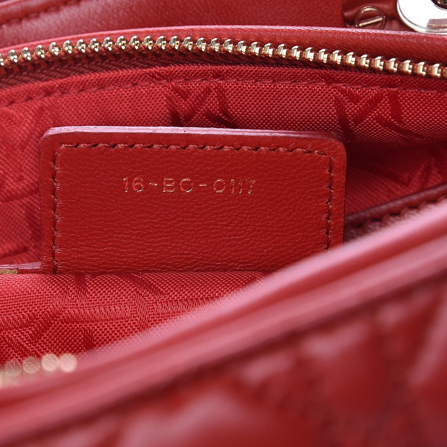 Christian Dior Lambskin Cannage Medium Lady Dior Red 7 of 9