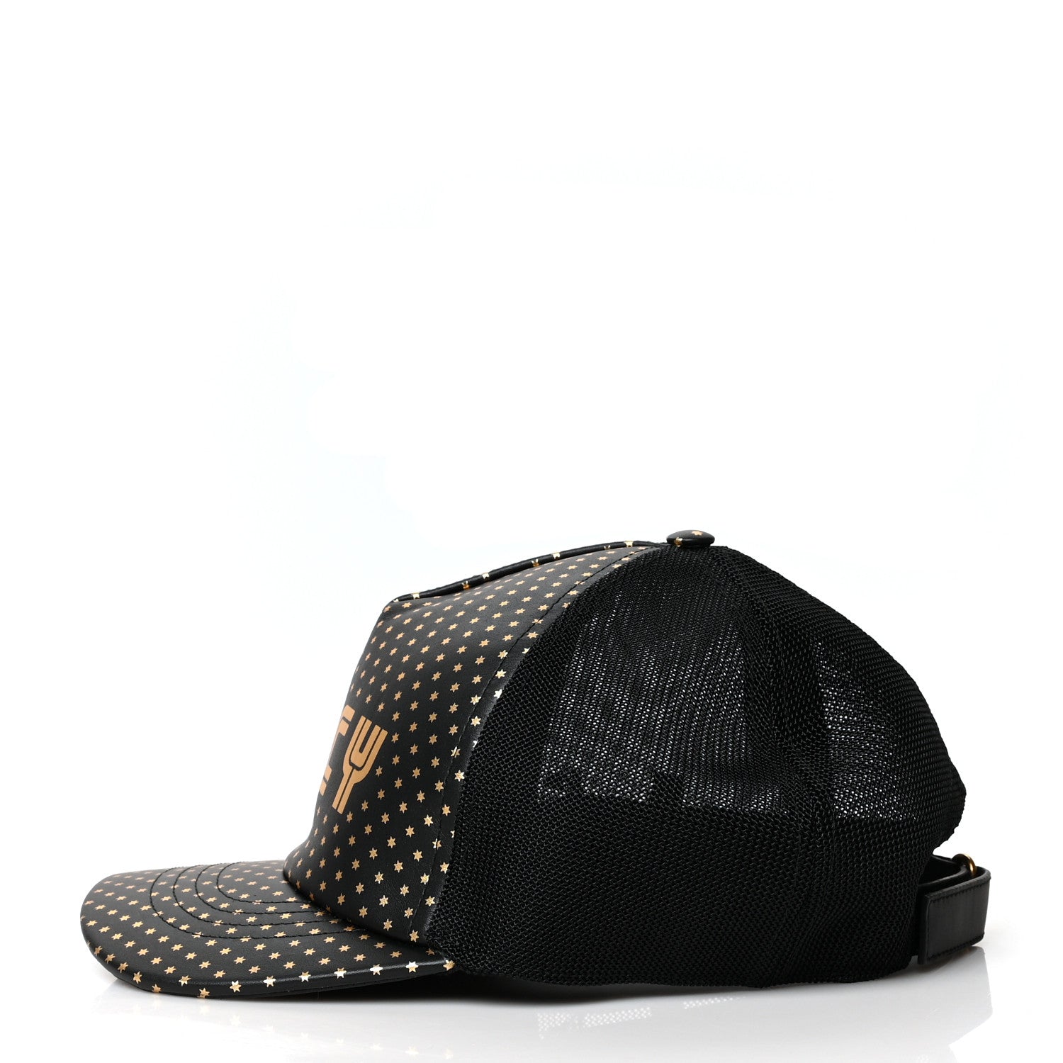 Gucci X SEGA Calfskin GUCCY Stars Baseball Hat XL Black Gold 4 of 9