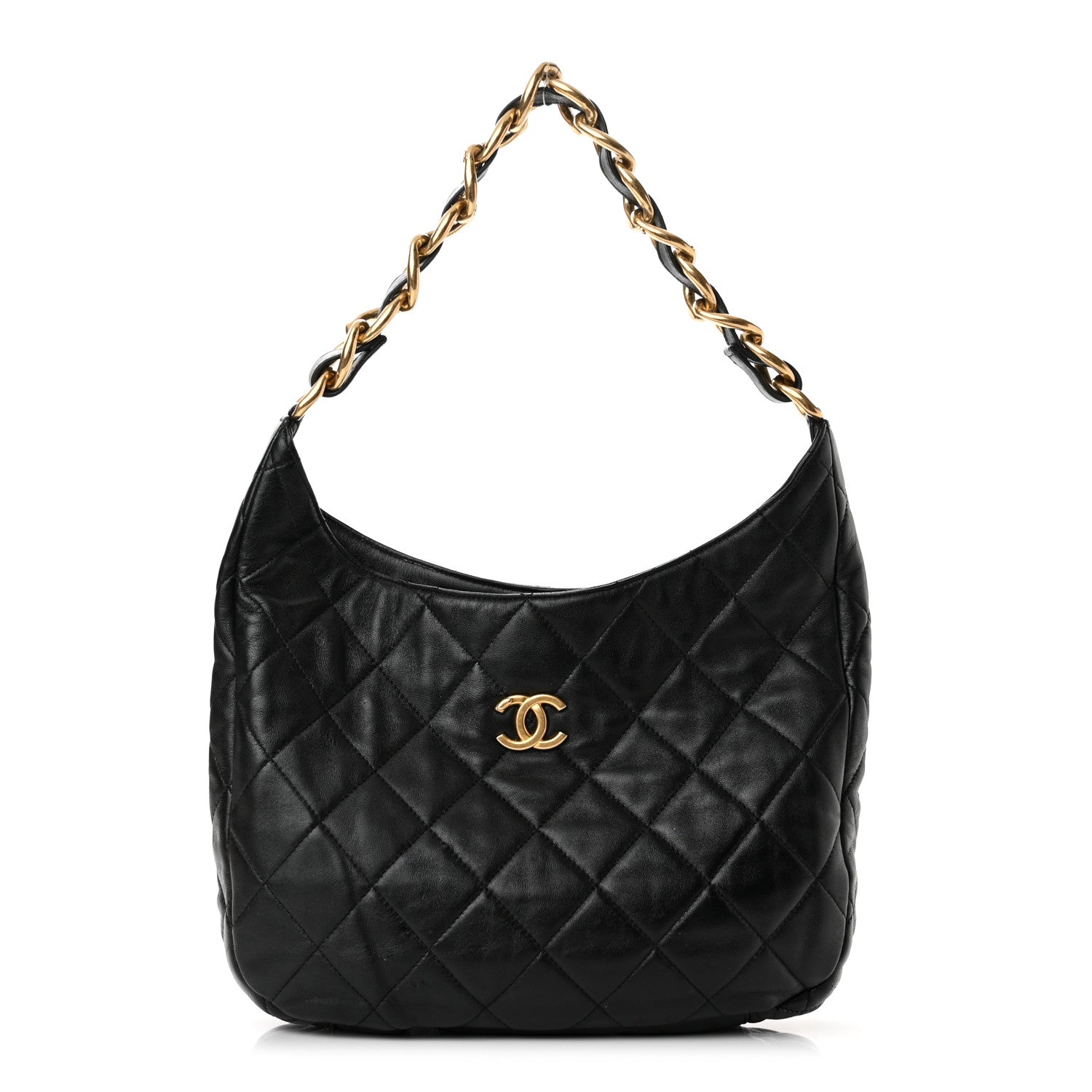 Chanel Lambskin Quilted Large CC Funky Town Hobo Black 1 of 10