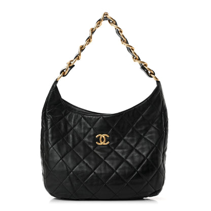 Chanel Lambskin Quilted Large CC Funky Town Hobo Black 1 of 10