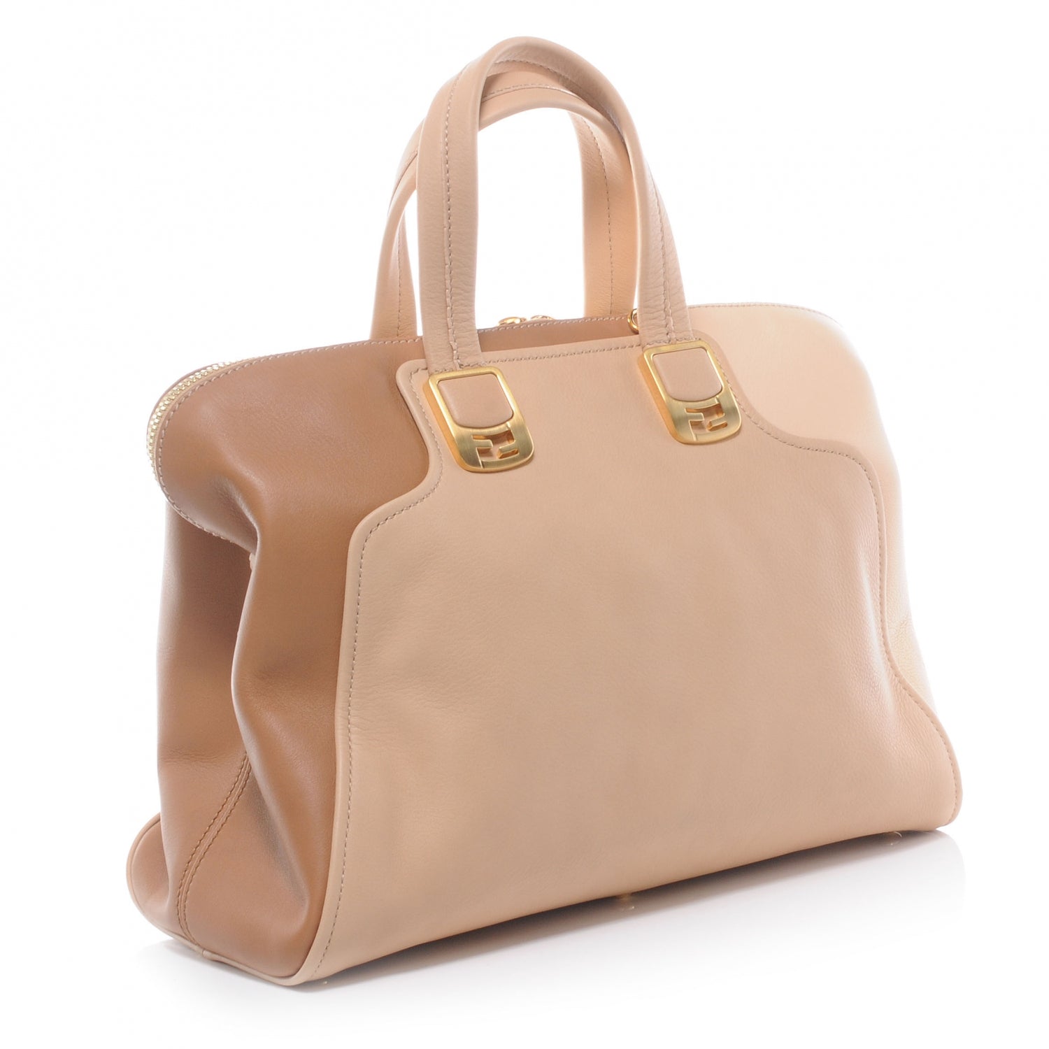 Fendi Goatskin Colorblock Large Chameleon Tote Beige 3 of 9