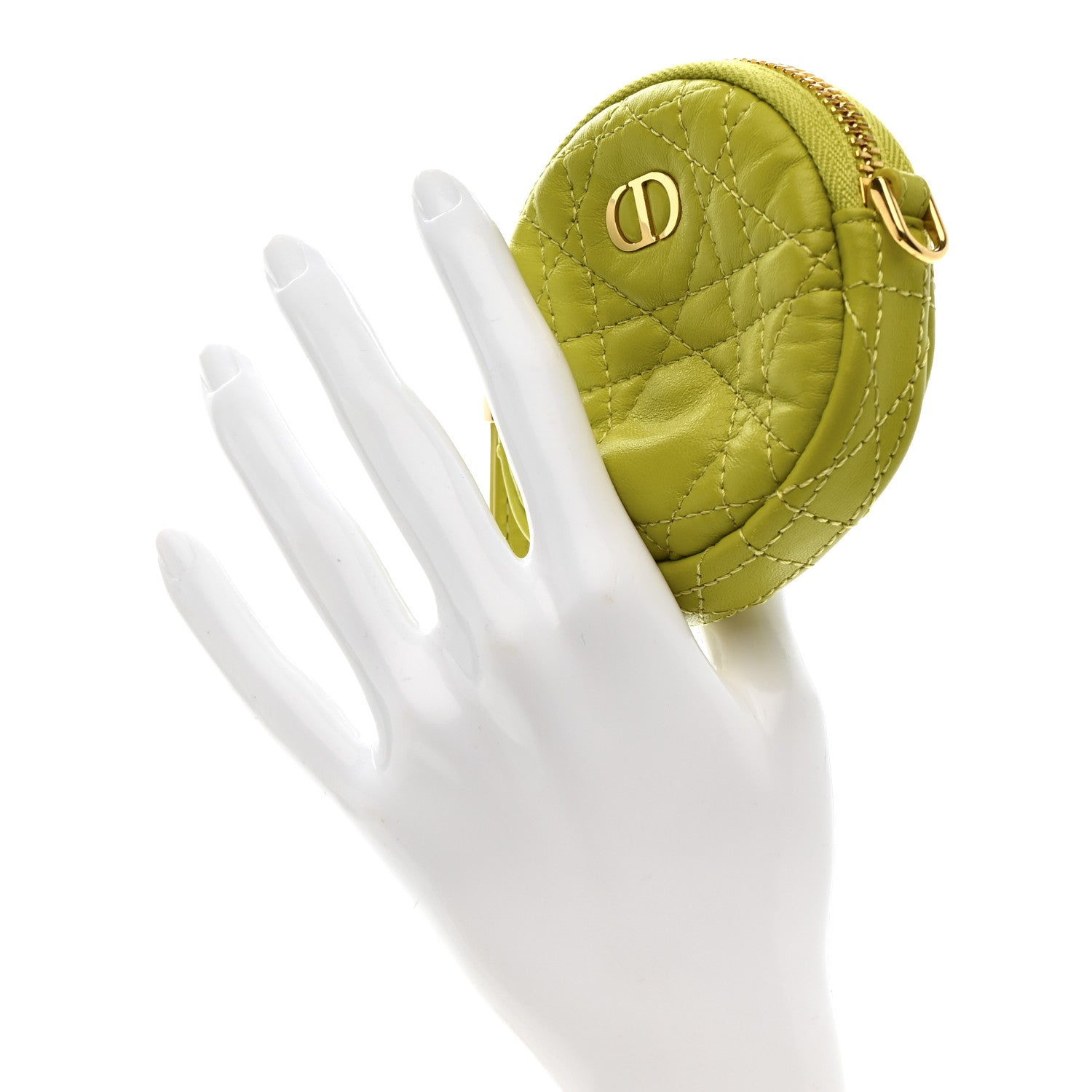Christian Dior Lambskin Mini Cannage Round Caro Crossbody Pouch Lime 2 of 10