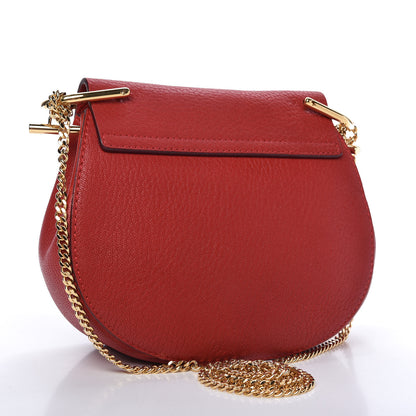 Chloe Grained Lambskin Mini Drew Shoulder Bag Plaid Red 3 of 11