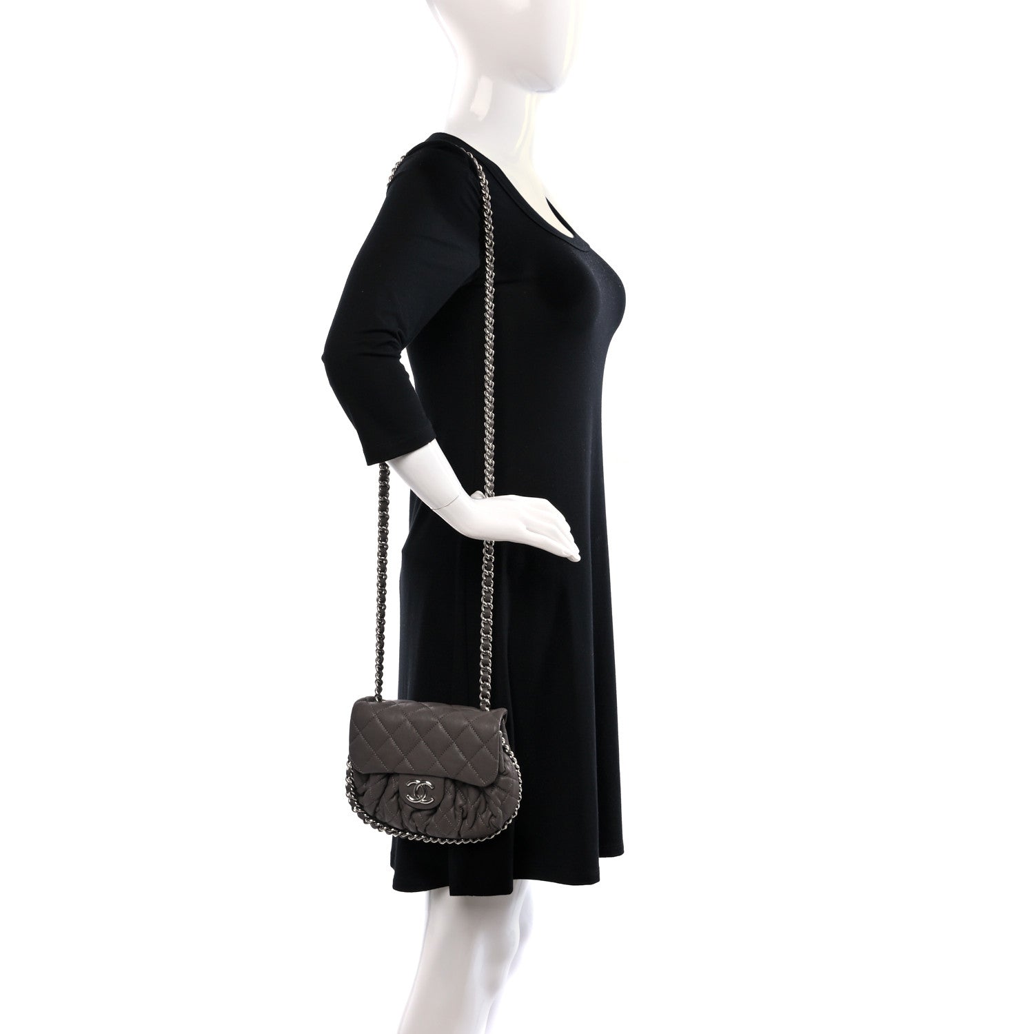 Chanel Washed Lambskin Quilted Mini Chain Around Flap Taupe 3 of 10