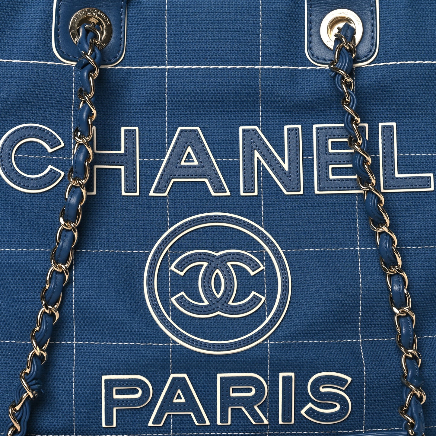 Cotton Medium Deauville Tote Blue White