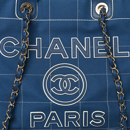 Chanel Cotton Medium Deauville Tote Blue White 9 of 12