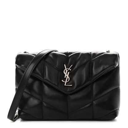 Saint Laurent Lambskin Quilted Toy Loulou Puffer Monogram Chain Satchel Black 1 of 8