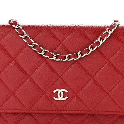 Chanel Caviar Quilted Wallet on Chain WOC Red 9 of 12