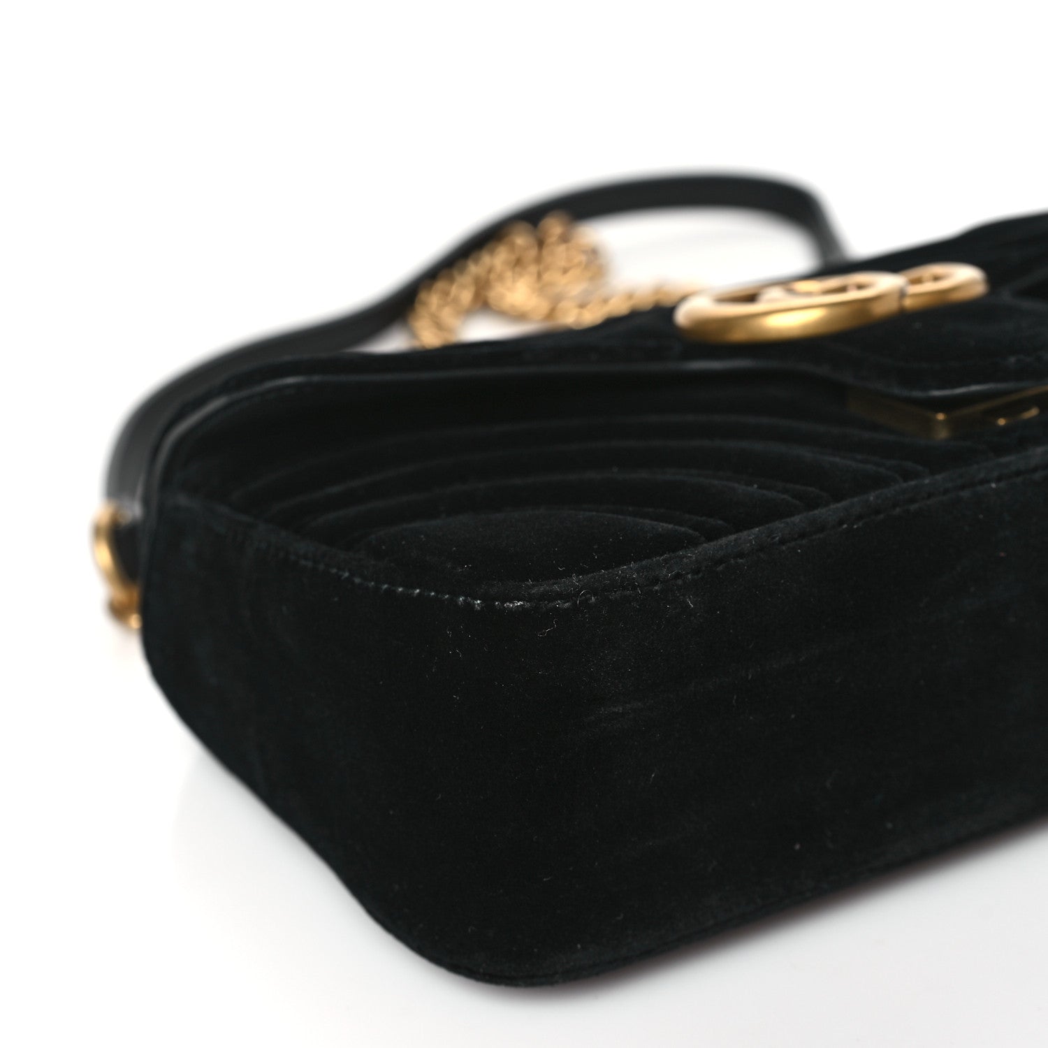Gucci Velvet Matelasse Mini GG Marmont Shoulder Bag Black 9 of 11