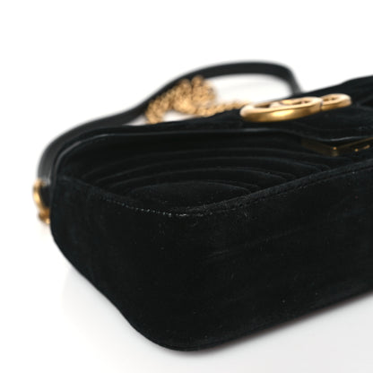 Gucci Velvet Matelasse Mini GG Marmont Shoulder Bag Black 9 of 11