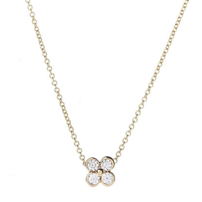 Tiffany 18K Yellow Gold Diamond Flower Pendant Necklace 4 of 6