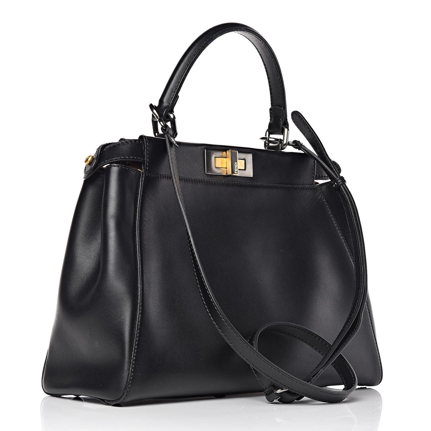 Calfskin Calf Hair Leopard Print Medium Peekaboo Iconic Satchel Black