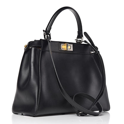 Fendi Calfskin Calf Hair Leopard Print Medium Peekaboo Iconic Satchel Black 3 of 10