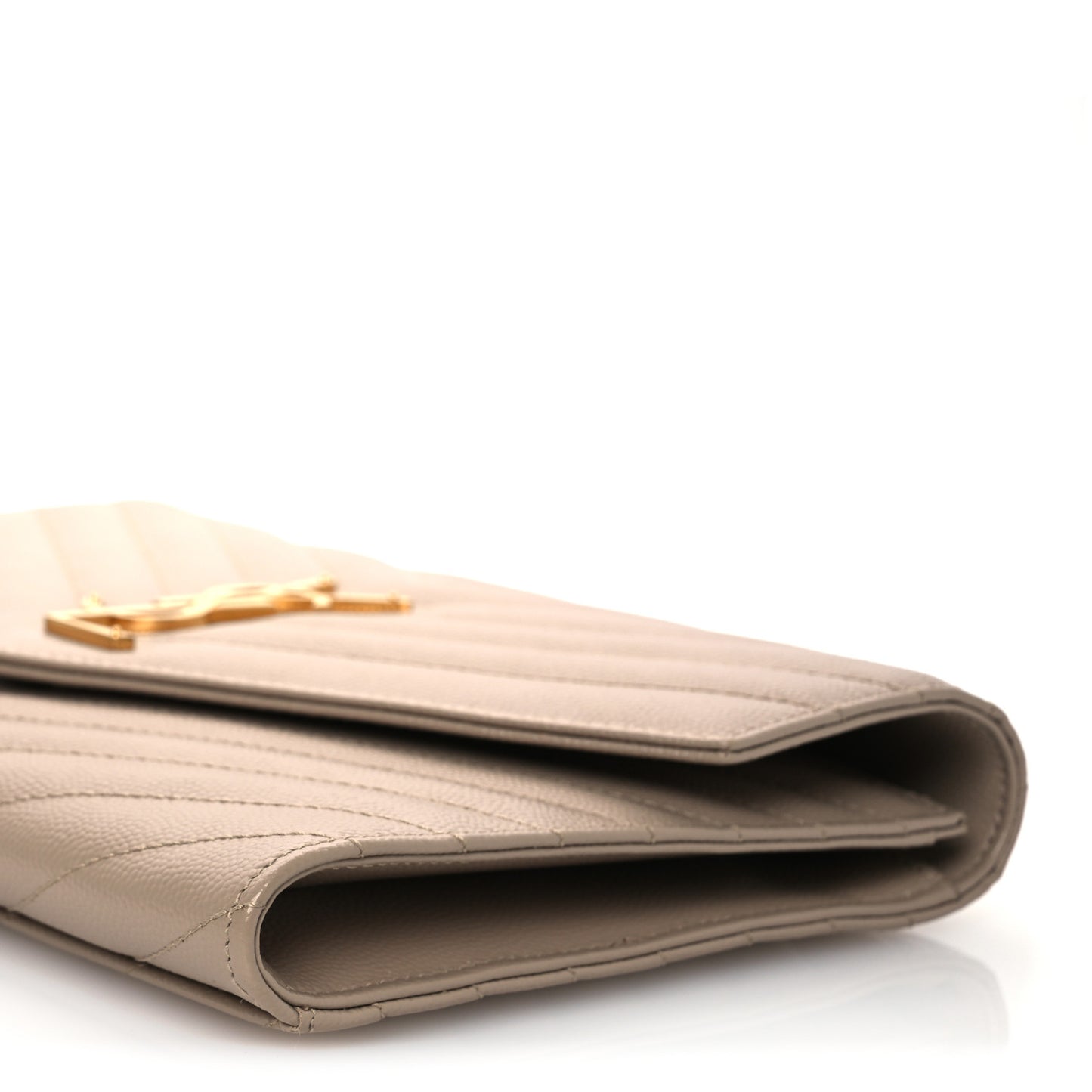 Grain De Poudre Matelasse Chevron Monogram Envelope Clutch Dark Beige