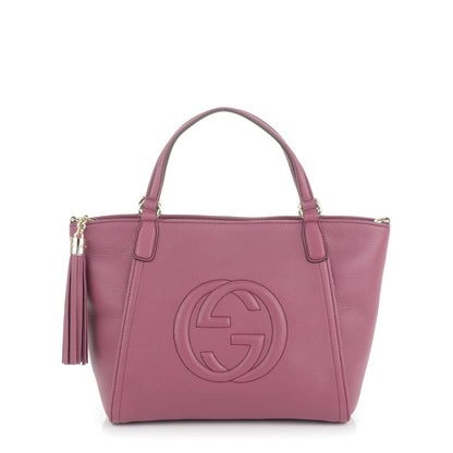 Gucci Pebbled Calfskin Small Soho Top Handle Bag Peonia Flower 1 of 7