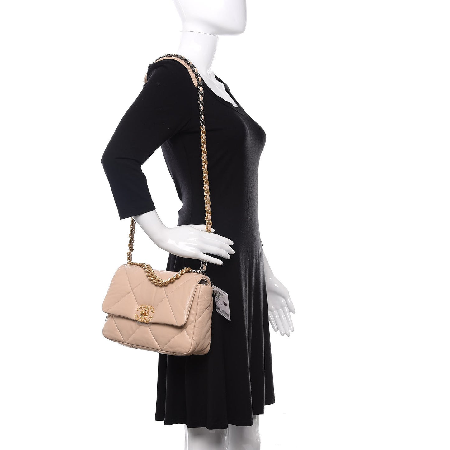 Lambskin Quilted Medium 19 Flap Beige