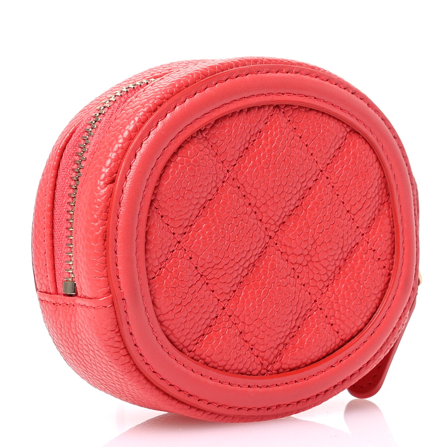 Caviar Quilted Filigree Zip Around Classic Coin Purse Red